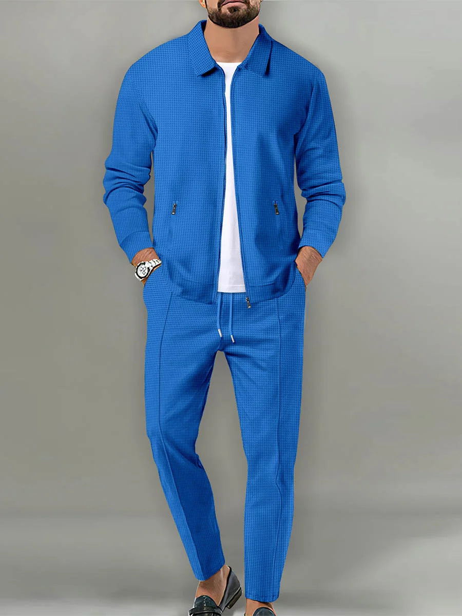 Men's Casual Cotton Linen Short Sleeve Pants Two-Piece Set