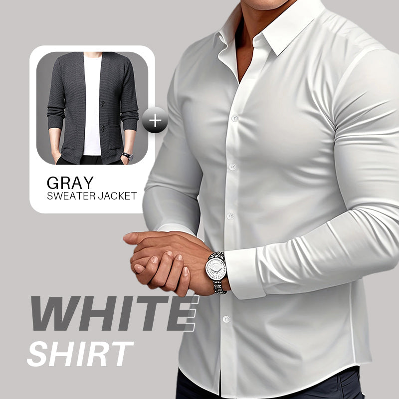 Men's Solid Color Lapel Long Sleeve Button-Down Shirts