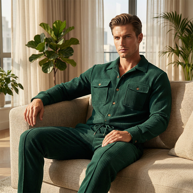 πββοΈ Snapped up in a heartbeat β don't hesitate! π₯ Men's Waffle Button-Down Jacket and Pants Set