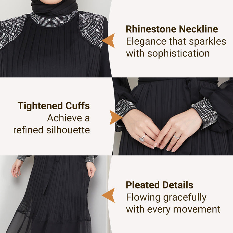 ⏳Time-limited Special⏰Rhinestone Sparkle Pleated Midi Dress🌹