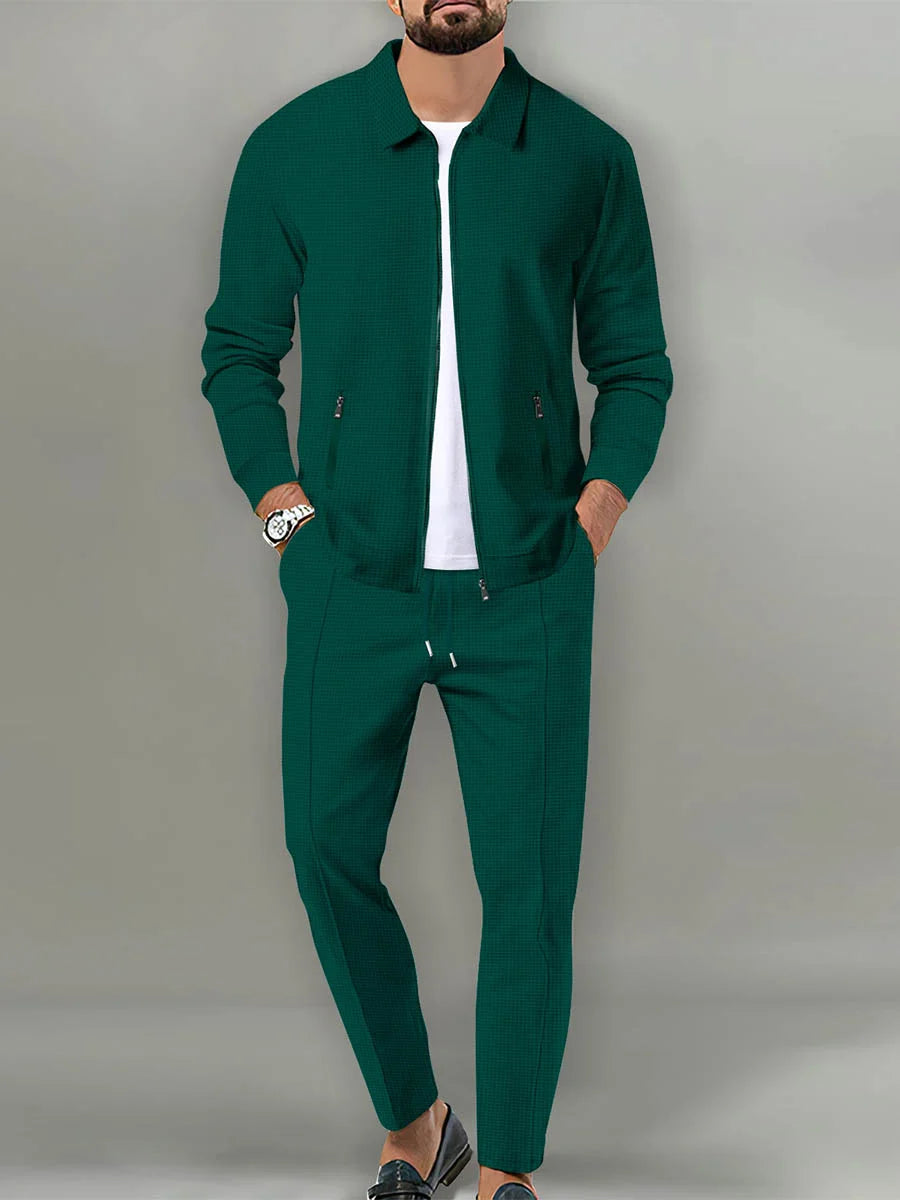 Men's Casual Cotton Linen Short Sleeve Pants Two-Piece Set