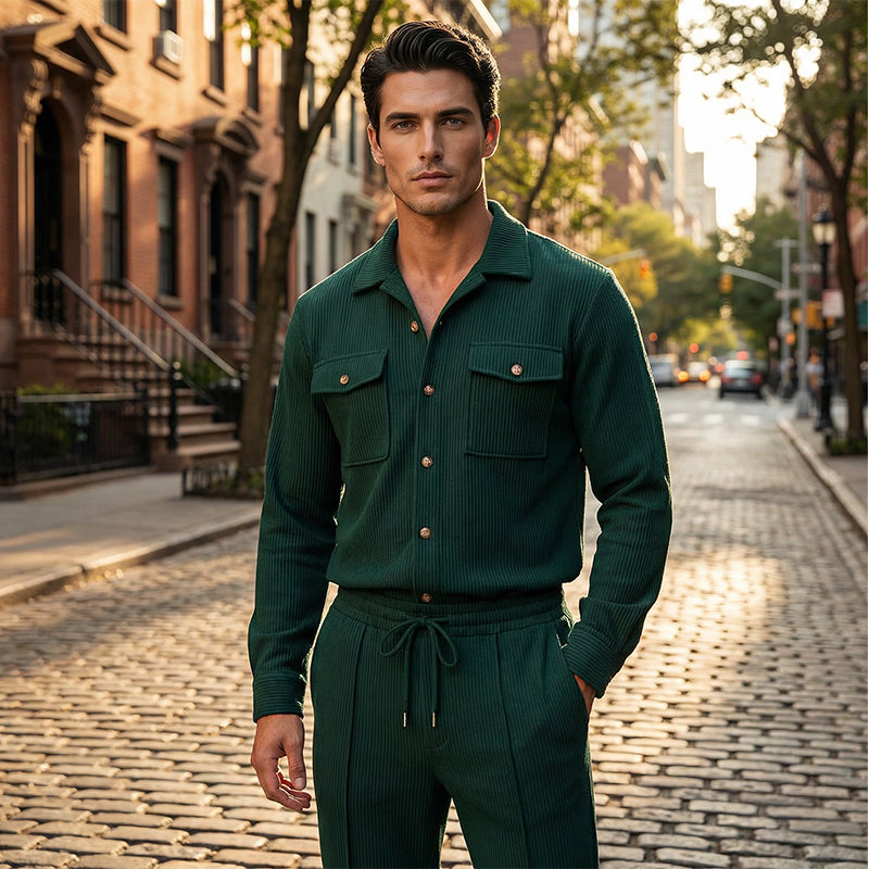 πββοΈ Snapped up in a heartbeat β don't hesitate! π₯ Men's Waffle Button-Down Jacket and Pants Set