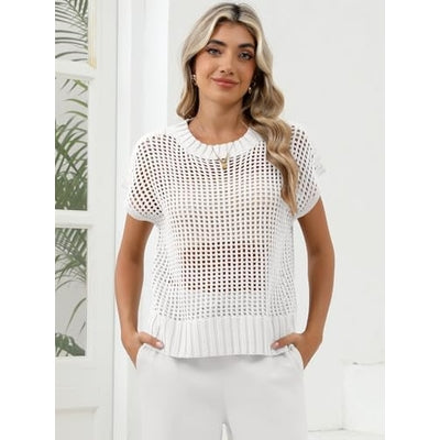 Women Summer Short Sleeve Crochet