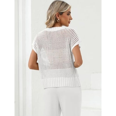 Women Summer Short Sleeve Crochet