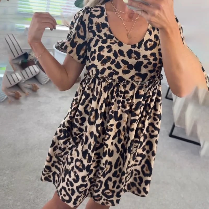 ⏰Women's Casual Leopard Print Mini Dress