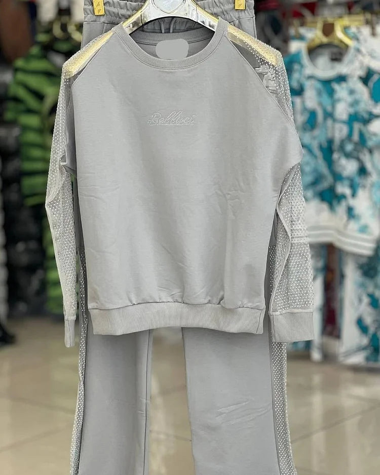 Fashionable solid color two-piece set