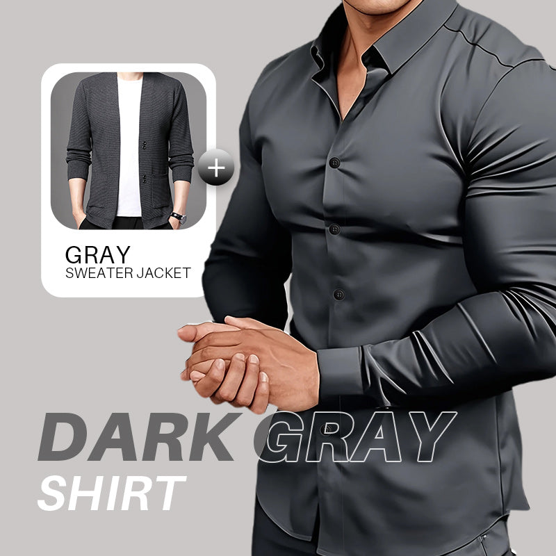 Men's Solid Color Lapel Long Sleeve Button-Down Shirts