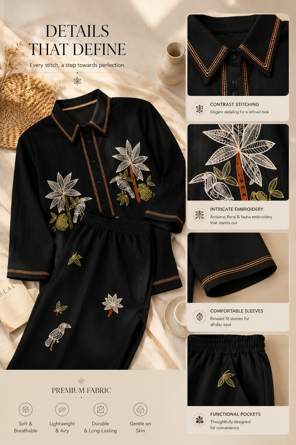 Embroidered Two-Piece Set