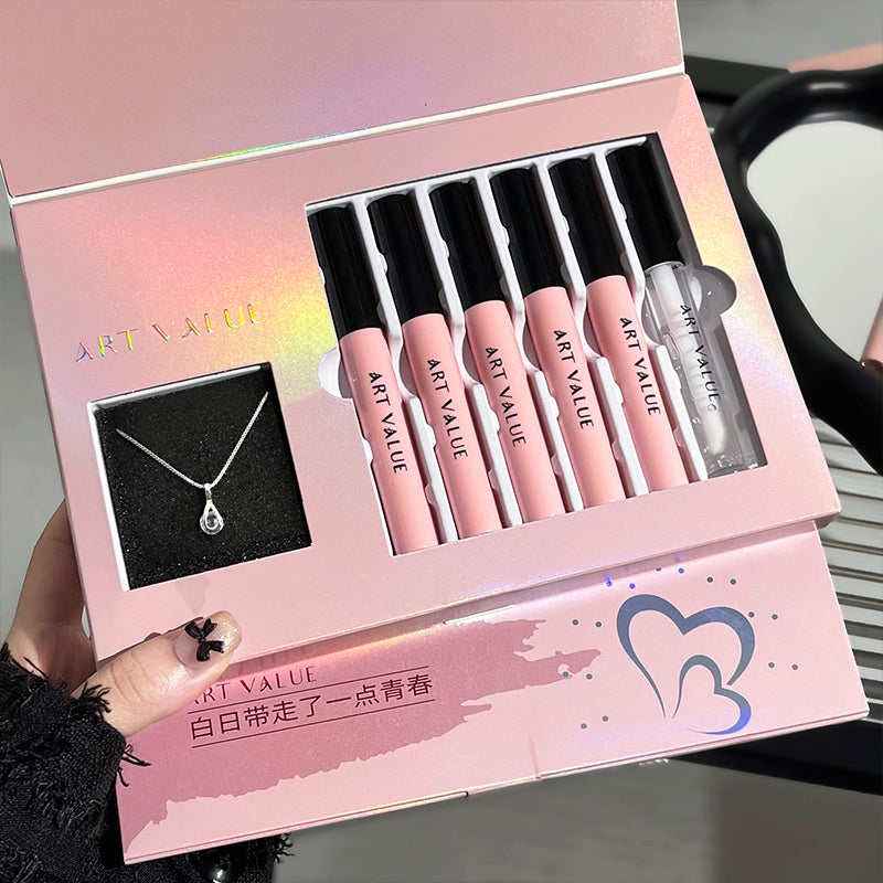 π ART VALUE Luxury Lipstick Gift Set with Necklace