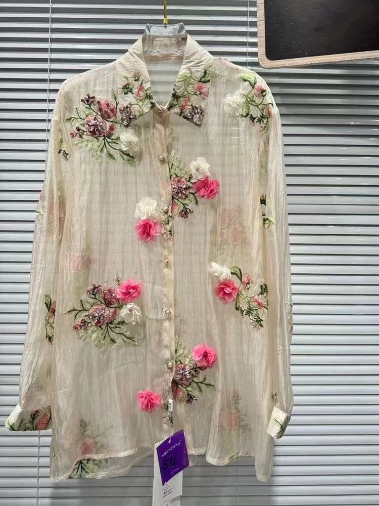 Women's Chiffon Flower Shirt