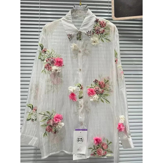 Women's Chiffon Flower Shirt