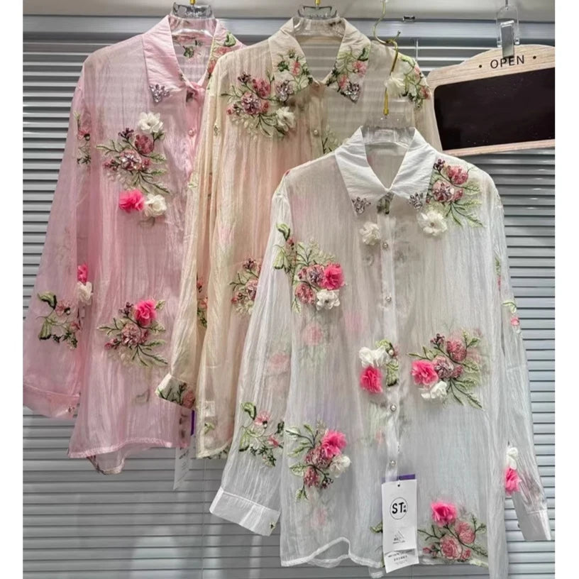 Women's Chiffon Flower Shirt