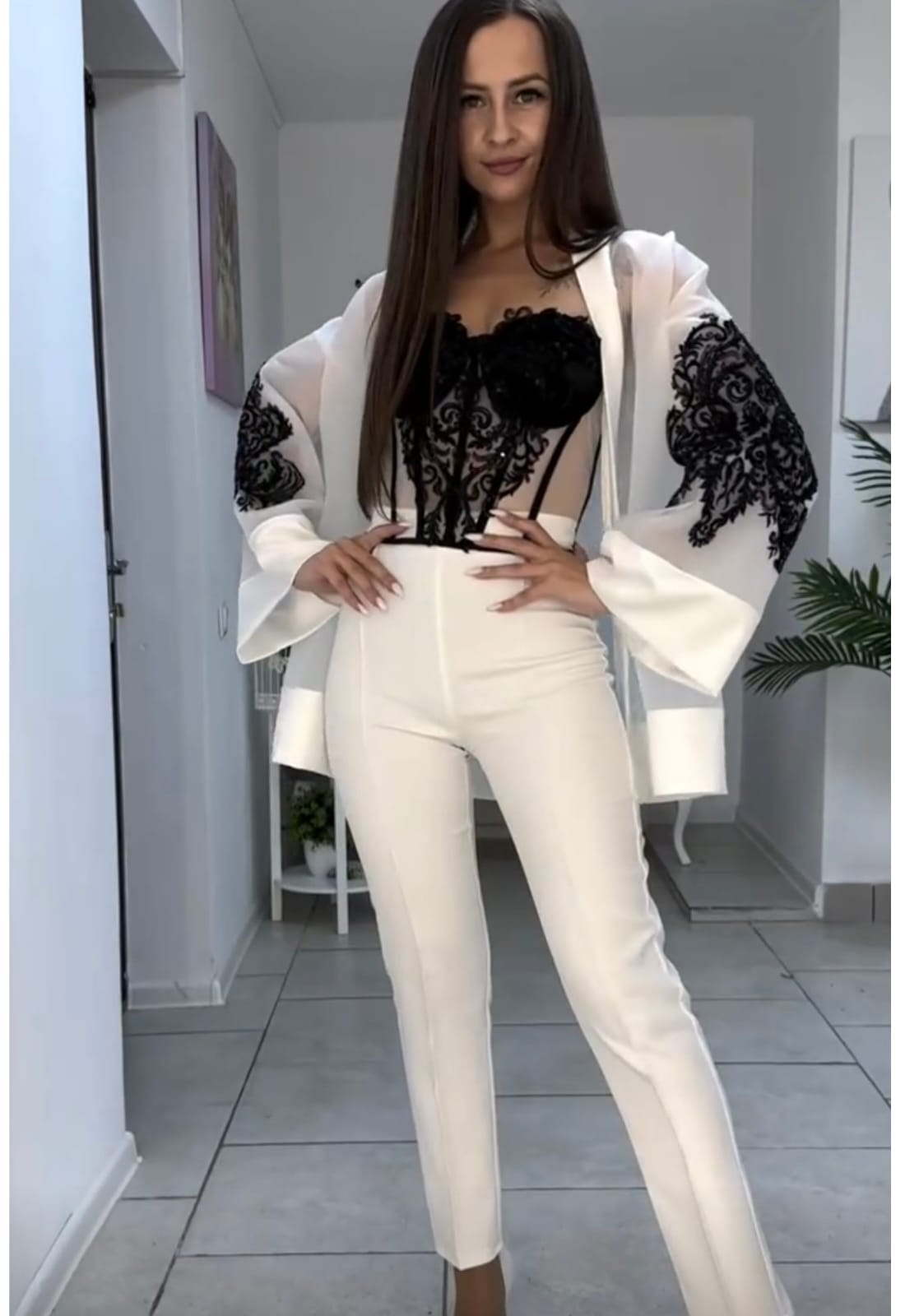 Elegant Sheer Lace Designer Jacket
