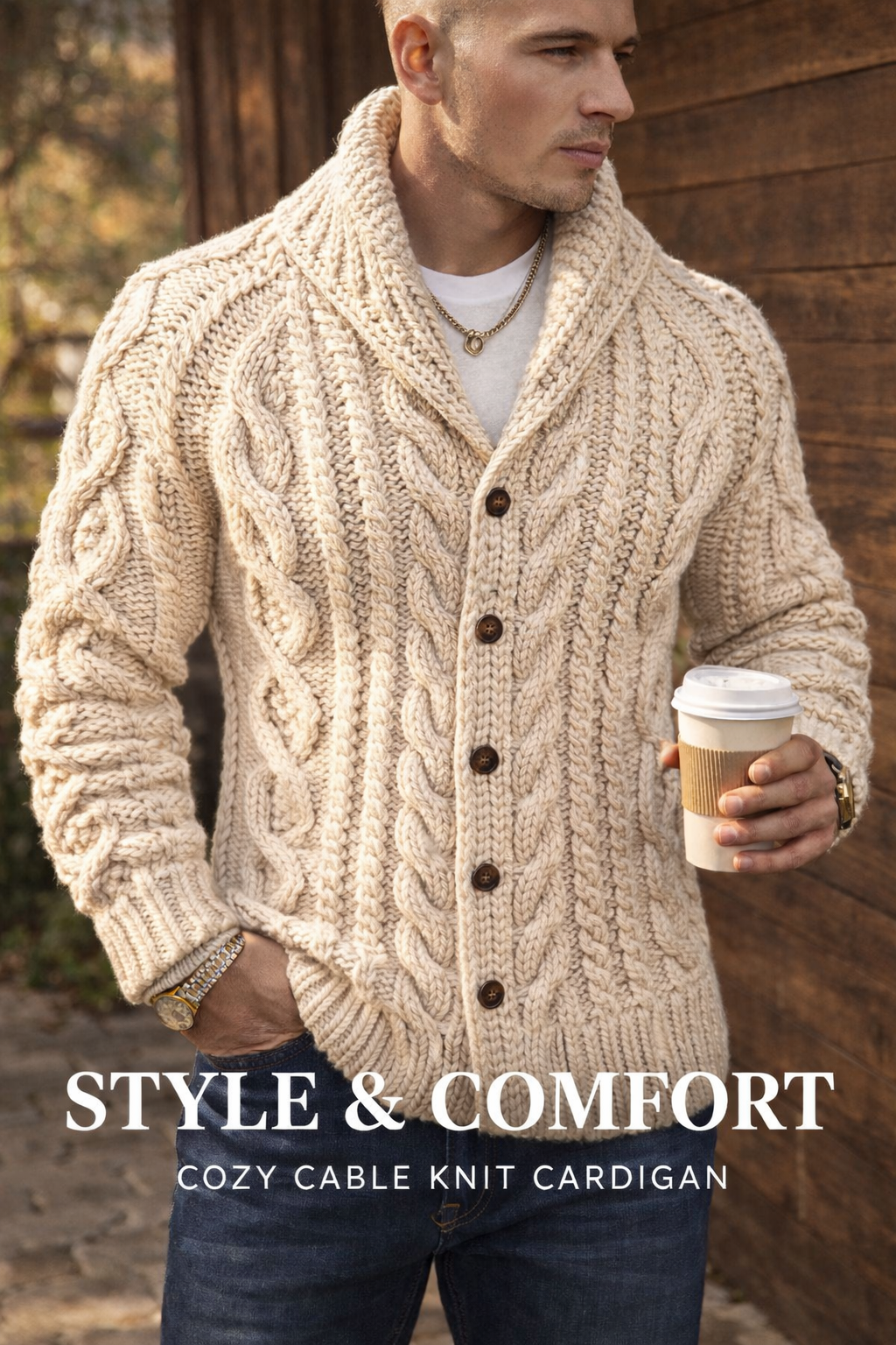 Men's Stand Collar Casual Knit Cardigan