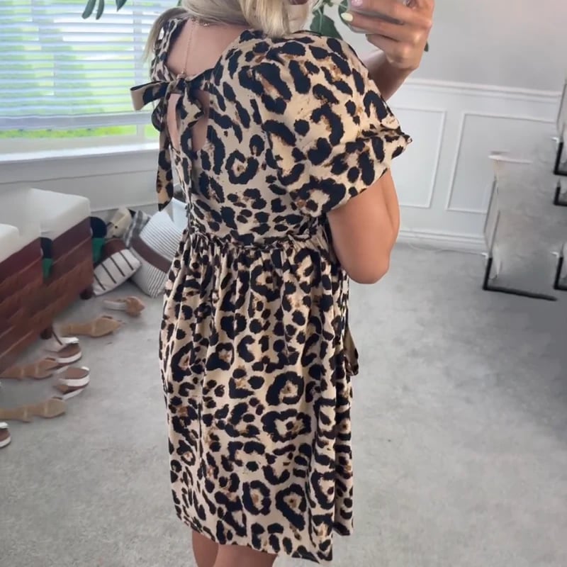 ⏰Women's Casual Leopard Print Mini Dress