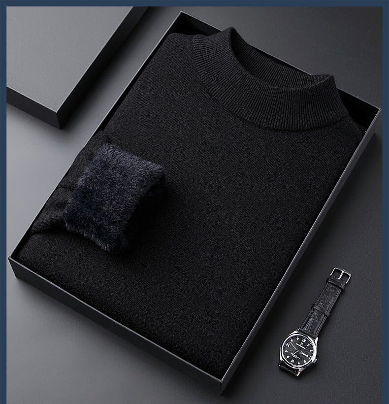 High quality solid color thick cashmere men's sweater Clothing & Accessories So-Comfy Black Half Turtleneck M (weight: 50-60KG)