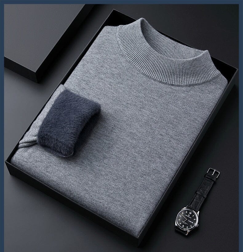 High quality solid color thick cashmere men's sweater Clothing & Accessories So-Comfy Grey Half Turtleneck M (weight: 50-60KG)