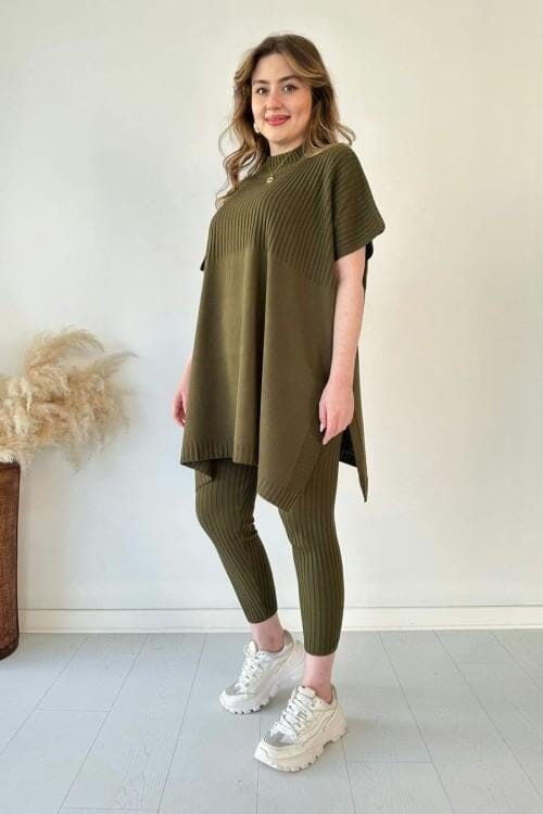 š„Knitted Two-piece Set - Universal Size Fit So-Comfy Olive