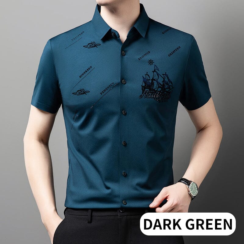 š„Men's Short Sleeve Button Down Business Shirt shirt So-Comfy Turquoise Blue M(50-60kg)
