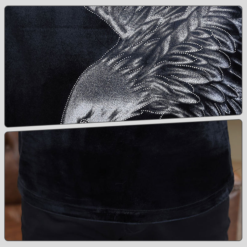 Men’s Eagle Print Pullover Long Sleeve Tops