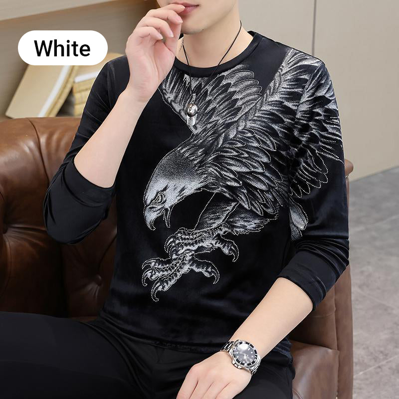 Men’s Eagle Print Pullover Long Sleeve Tops