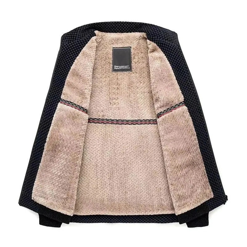 Warm winter synthetic jacket with fleece lining