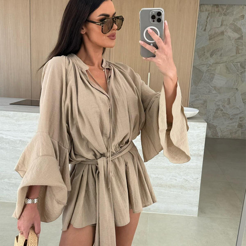 💞Luxurious and refreshing😍Women's Solid Color Loose Mini Dress