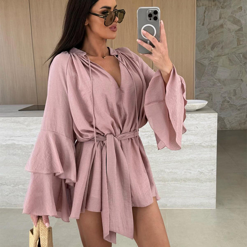 💞Luxurious and refreshing😍Women's Solid Color Loose Mini Dress