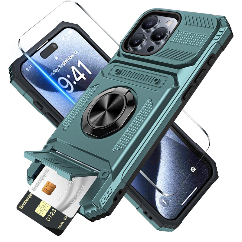 π± Phone Case with Card Holder & Ring Grip β Kickstand, Magnetic Mount, Drop Protection
