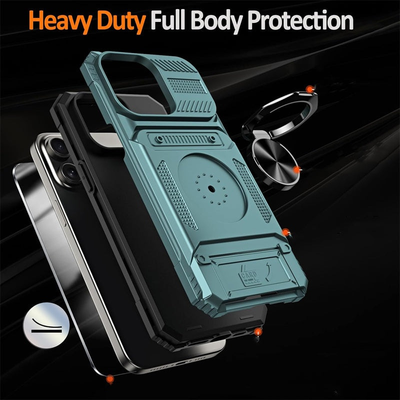π± Phone Case with Card Holder & Ring Grip β Kickstand, Magnetic Mount, Drop Protection