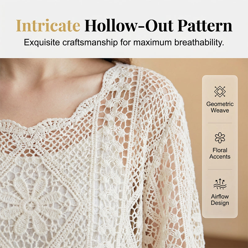 💐58% OFF! Romantic Crochet Shirt – Delicate Openwork & Flowing Sleeves 🦋✨【Limited Offer】 💐58% OFF! Romantic Crochet Shirt – Delicate Openwork & Flowing Sleeves 🦋✨【Limited Offer】