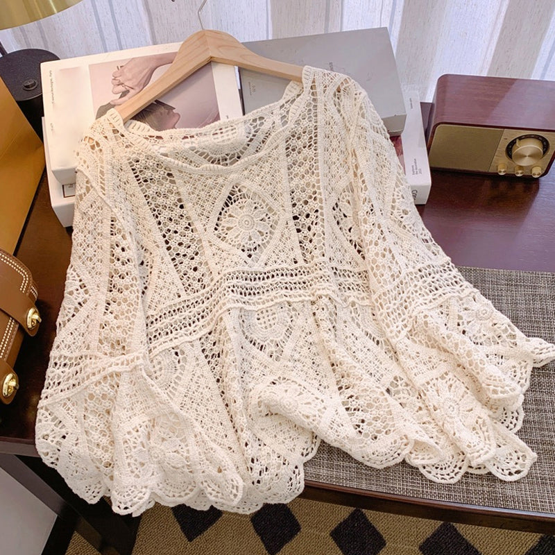 💐58% OFF! Romantic Crochet Shirt – Delicate Openwork & Flowing Sleeves 🦋✨【Limited Offer】 💐58% OFF! Romantic Crochet Shirt – Delicate Openwork & Flowing Sleeves 🦋✨【Limited Offer】