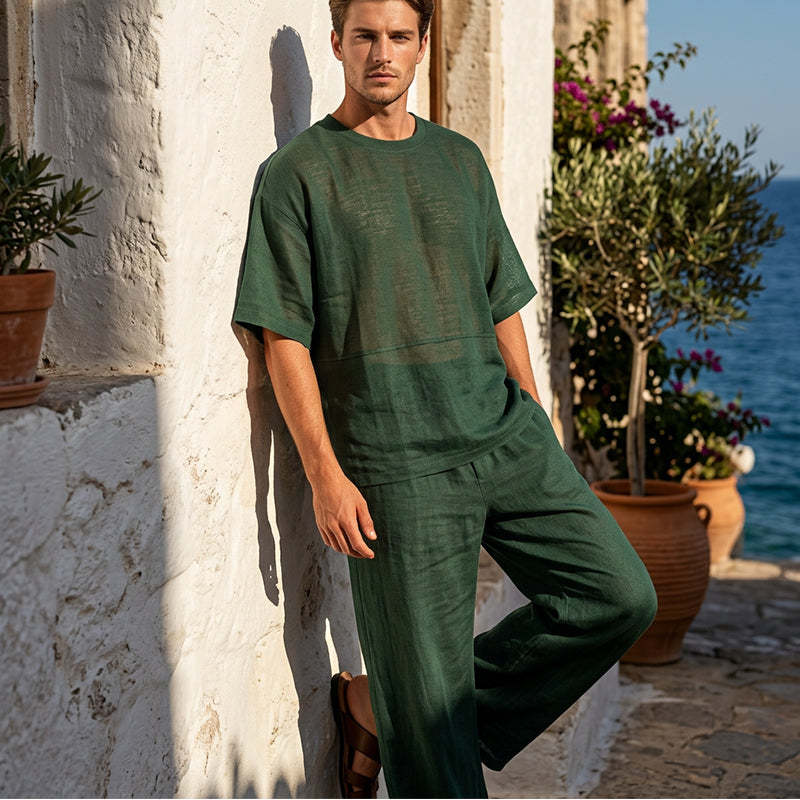 Men's T-Shirt & Wide-Leg Pants 2-Piece Set