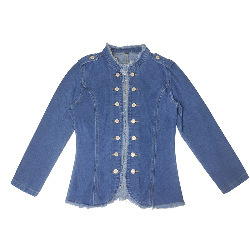 🔥New Styles Now on Sale-Slim Fit Stand Collar Denim Blazer Jacket