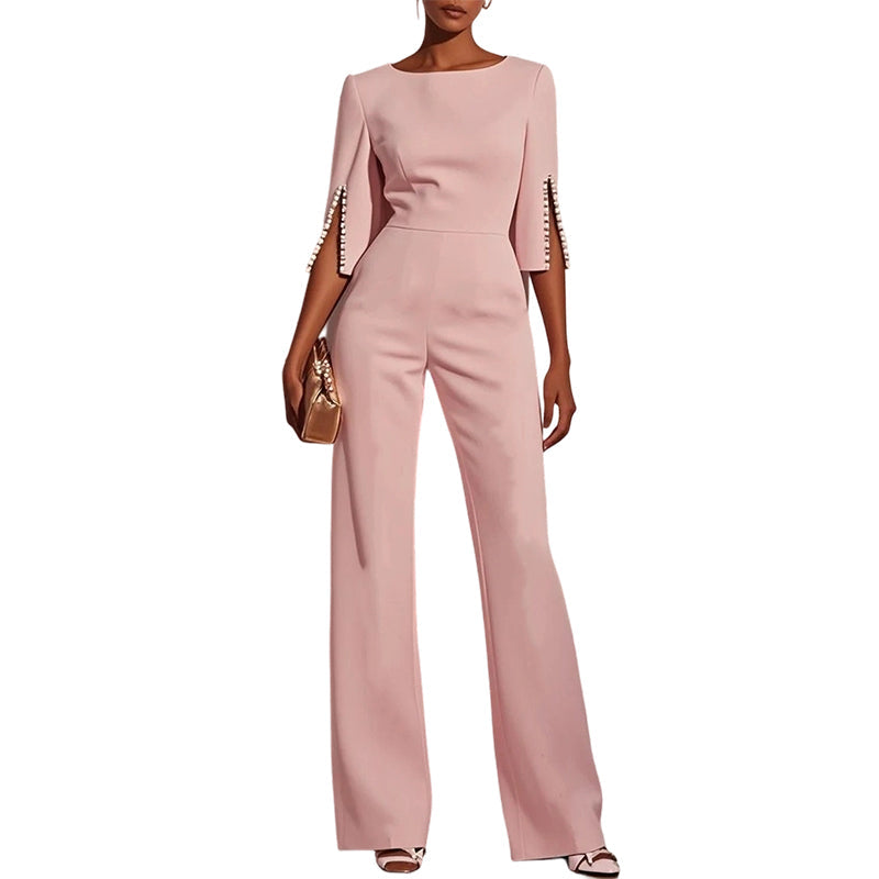 New Arrival✨🌸 Slim-Fit Wide-Leg Jumpsuit with Beaded Detail