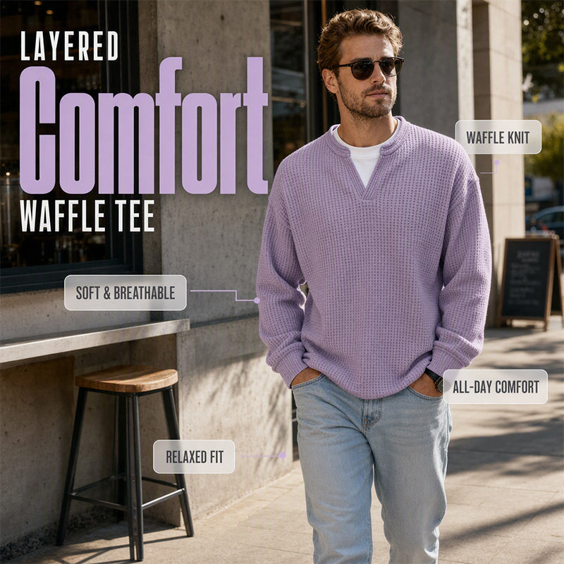 Men's fake Waffle Knit 2-in-1 Full Sleeve T-Shirt