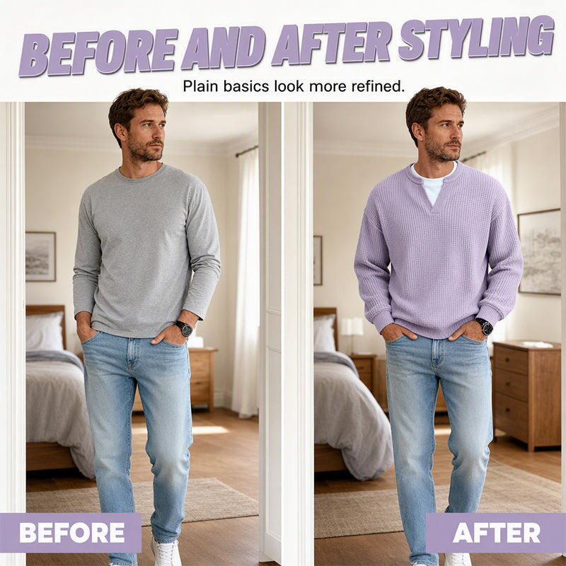 Men's fake Waffle Knit 2-in-1 Full Sleeve T-Shirt