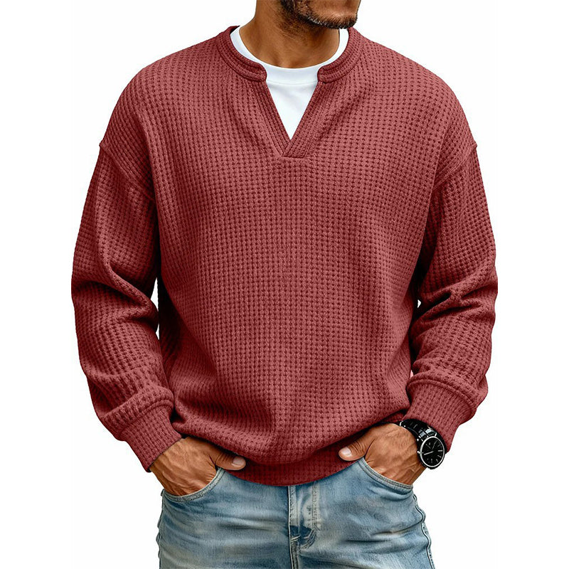 Men's fake Waffle Knit 2-in-1 Full Sleeve T-Shirt