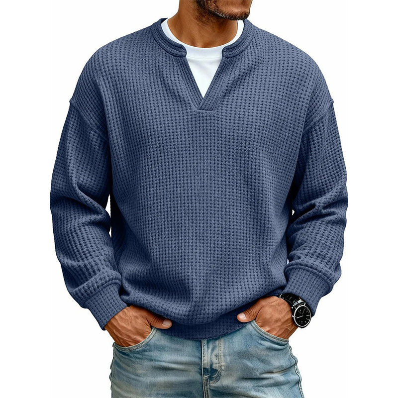 Men's fake Waffle Knit 2-in-1 Full Sleeve T-Shirt