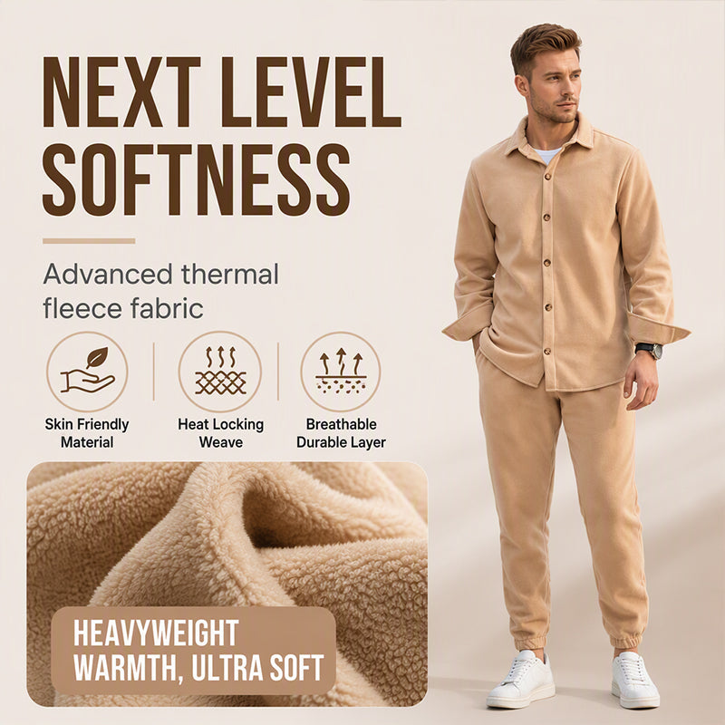 Men's Cozy Warm Shirt and Pants Lounge Set