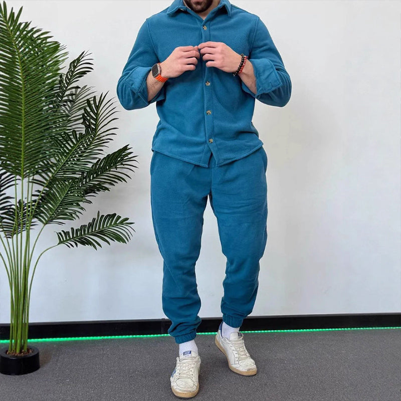 Men's Cozy Warm Shirt and Pants Lounge Set