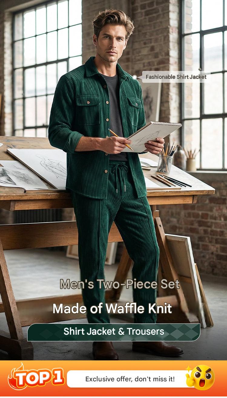 πββοΈ It's selling out fast β don't hesitate! π₯ Men's Waffle Button-Down Jacket and Pants Set
