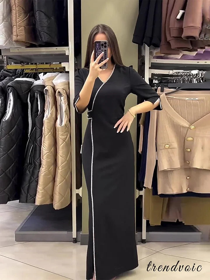 V-neck Slim Fit Temperament Dress