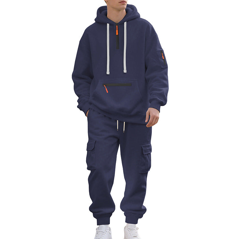 Men's Winter Fleece Lined Casual Set Long Sleeve Jacket & Pants