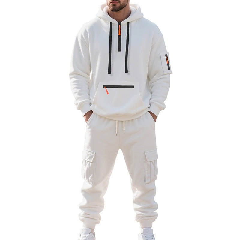 Men's Winter Fleece Lined Casual Set Long Sleeve Jacket & Pants