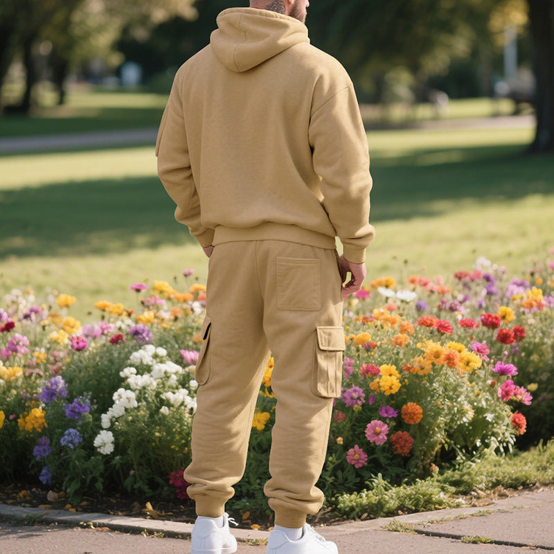 Men's Winter Fleece Lined Casual Set Long Sleeve Jacket & Pants