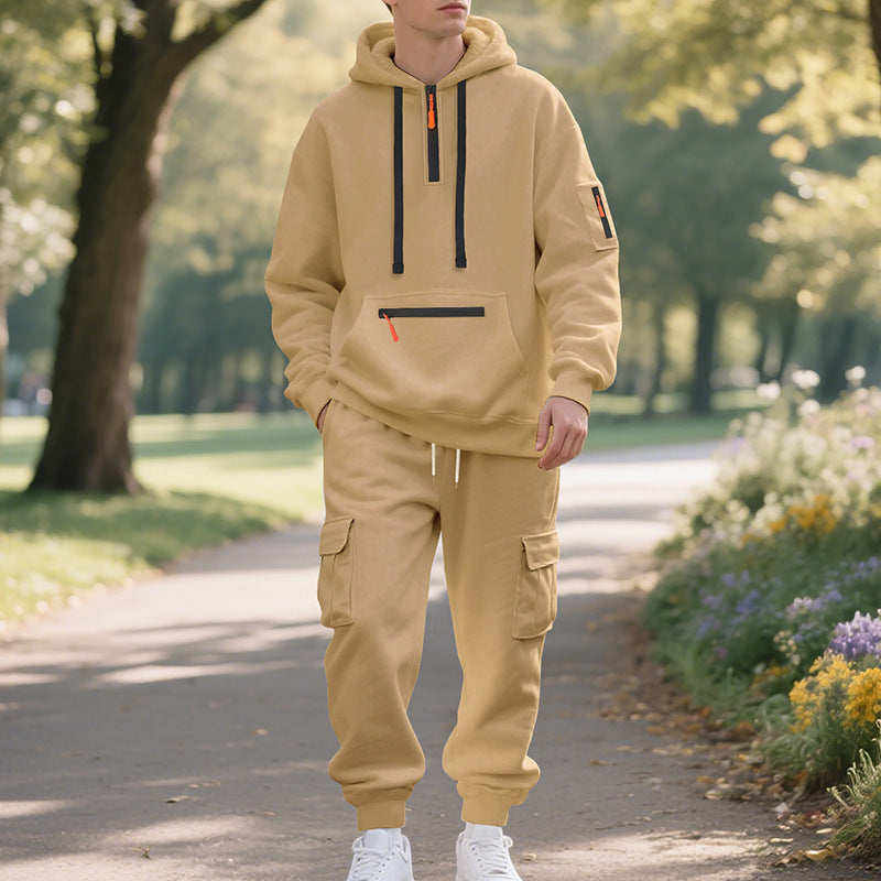 Men's Winter Fleece Lined Casual Set Long Sleeve Jacket & Pants