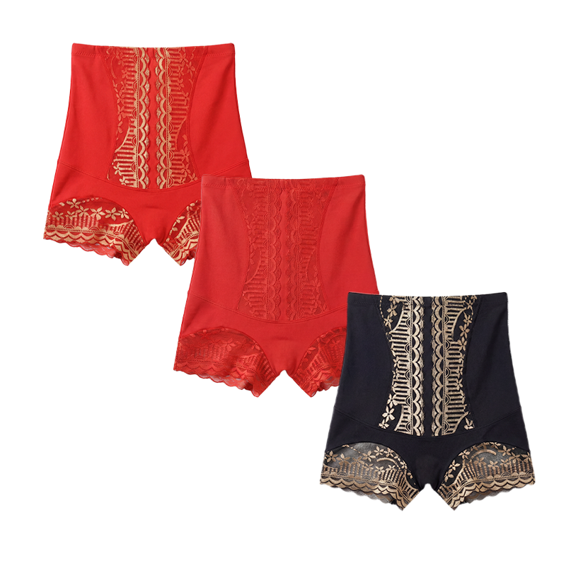 Women’s Lace High-Waisted Tummy Control Butt Lifter Briefs (3 Pack)