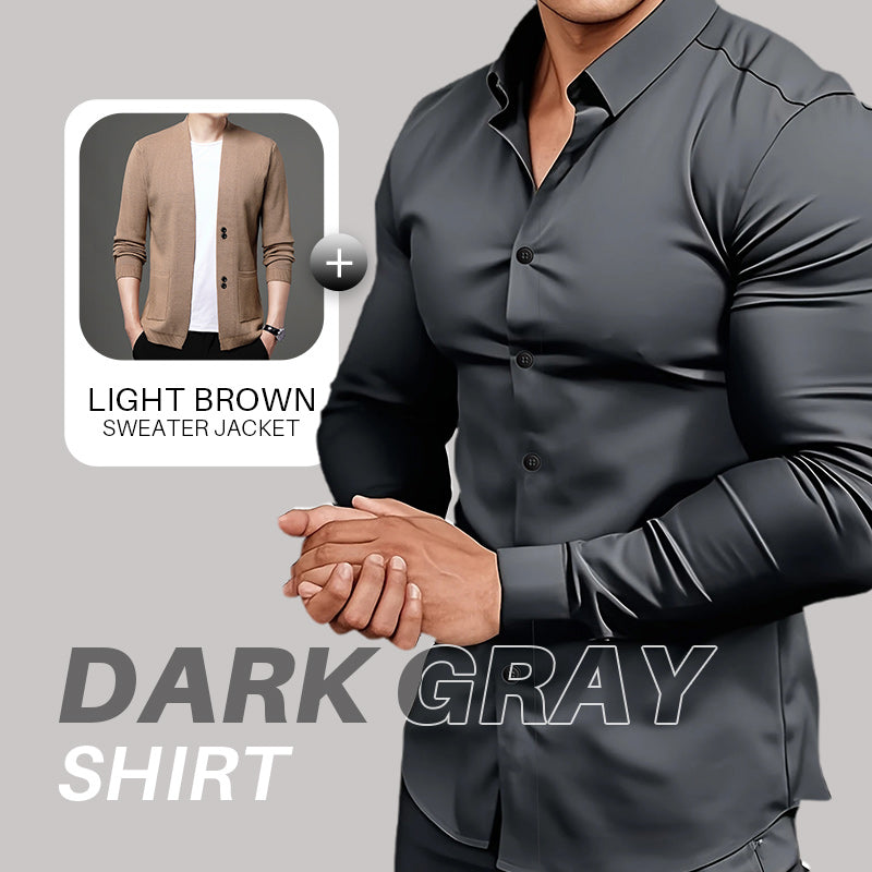 Men's Solid Color Lapel Long Sleeve Button-Down Shirts