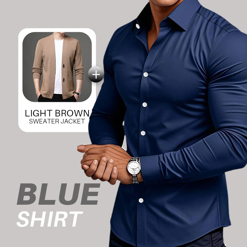 Men's Solid Color Lapel Long Sleeve Button-Down Shirts